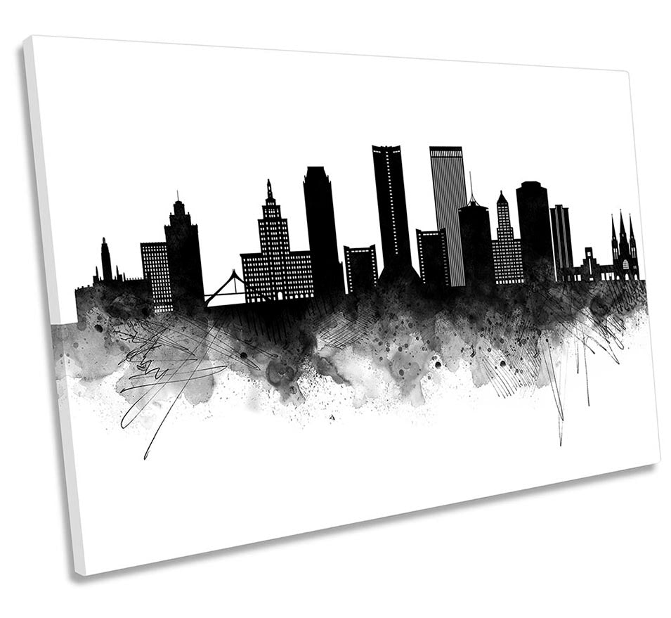 Tulsa Abstract City Skyline Black
