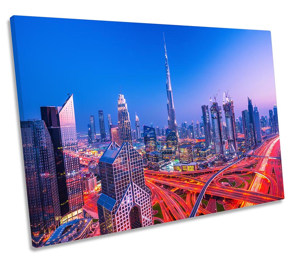 Dubai Skyline Traffic City Blue