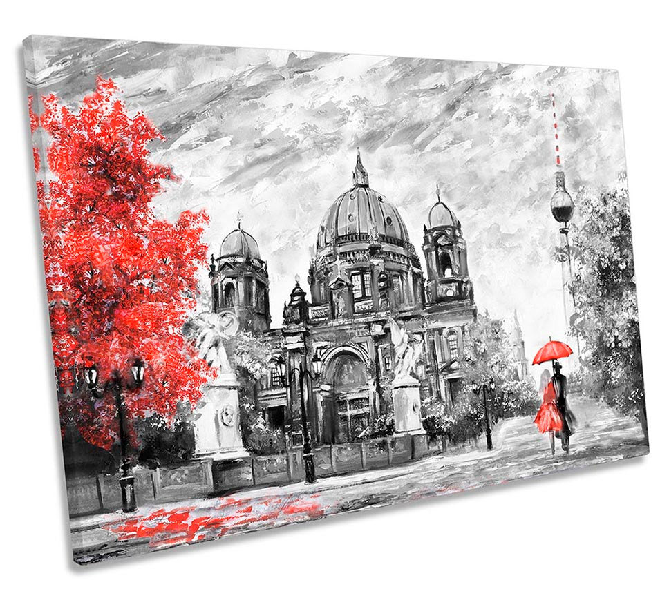 Berlin Floral City Umbrella Red