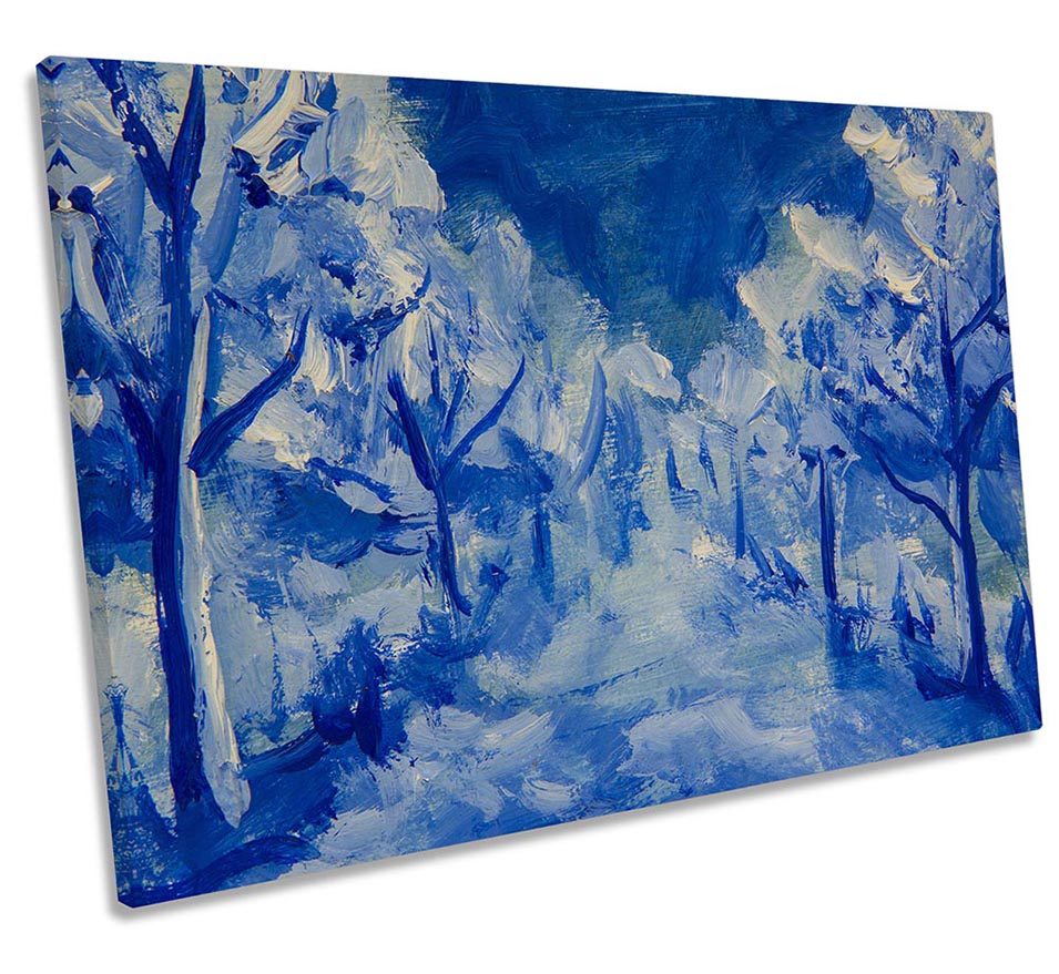 Winter Trees Landscape Blue