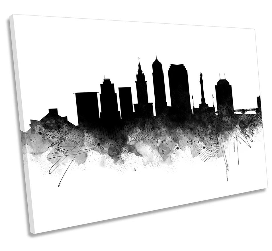 Cleveland Abstract City Skyline Black