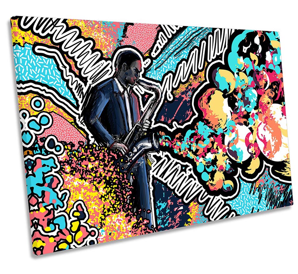 Saxophone Abstract Jazz Multi-Coloured