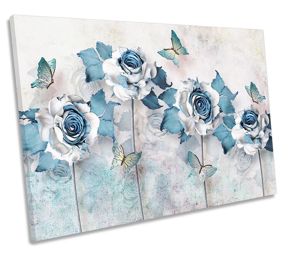 Butterfly Flowers Floral Blue