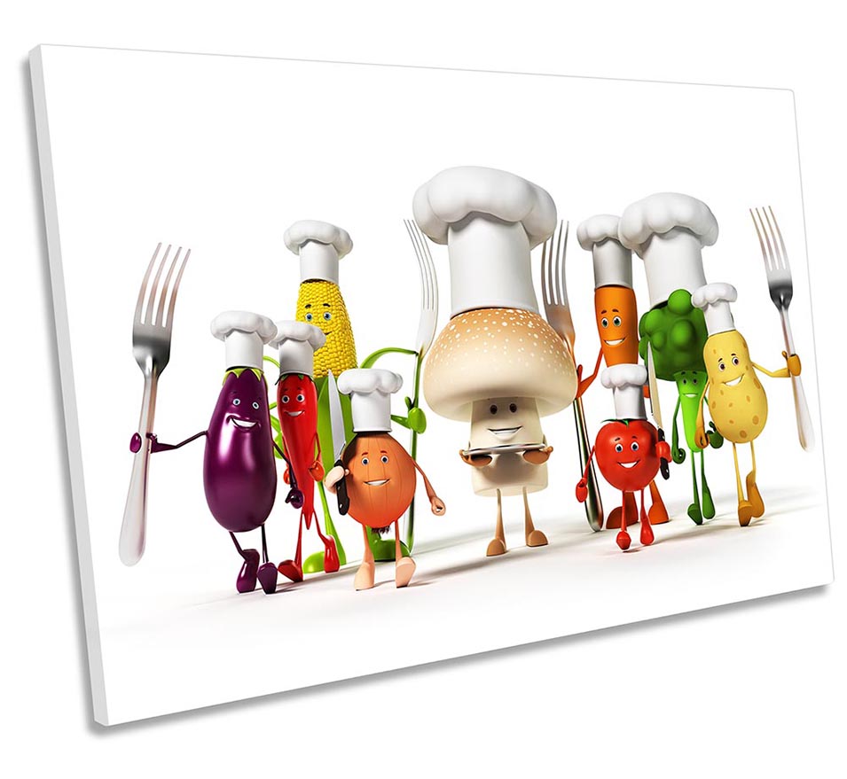 Kitchen Vegetable Characters White