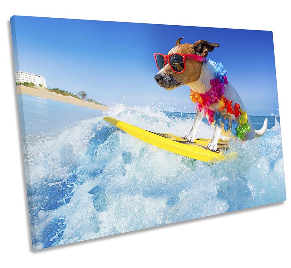 Jack Russell Dog Surfing Blue