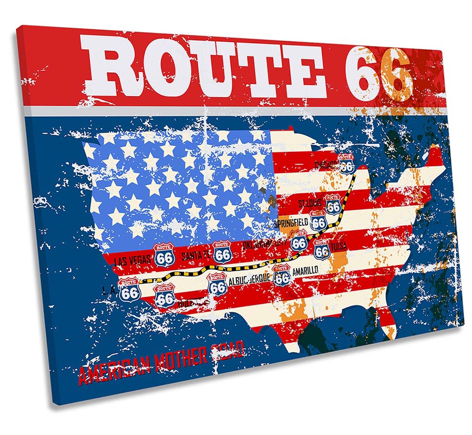Route 66 American Map Red