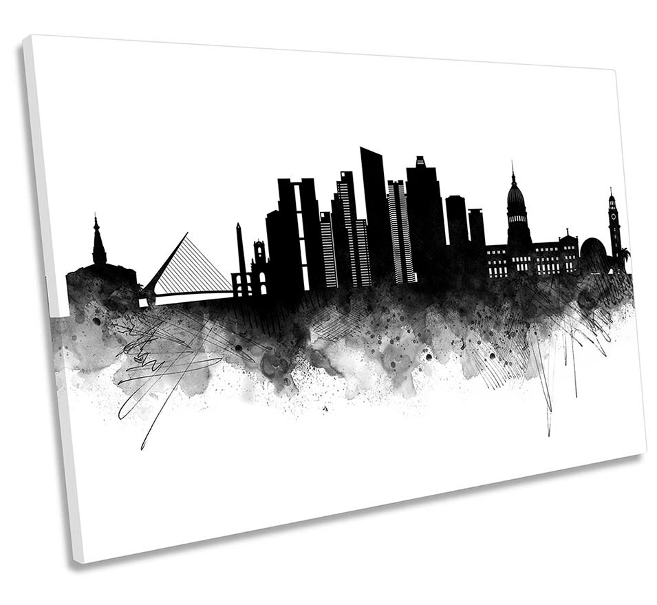 Buenos Aires Abstract City Skyline Black