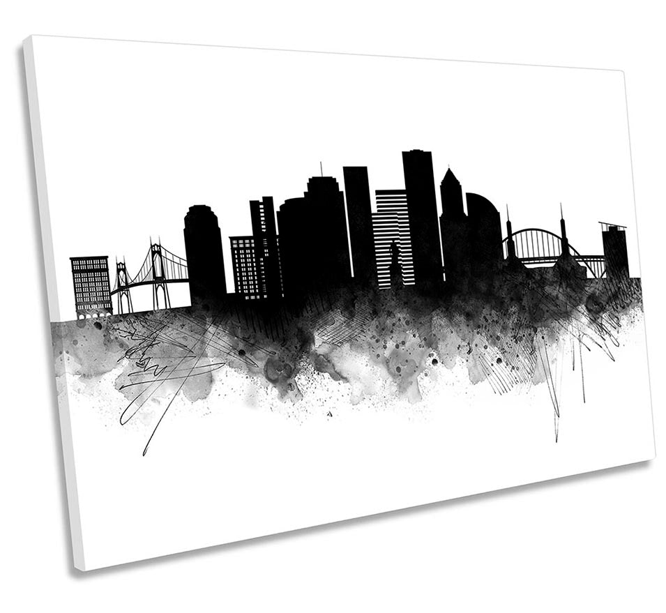 Portland Abstract City Skyline Black