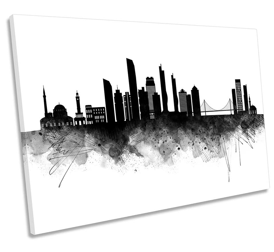 Izmir Abstract City Skyline Black