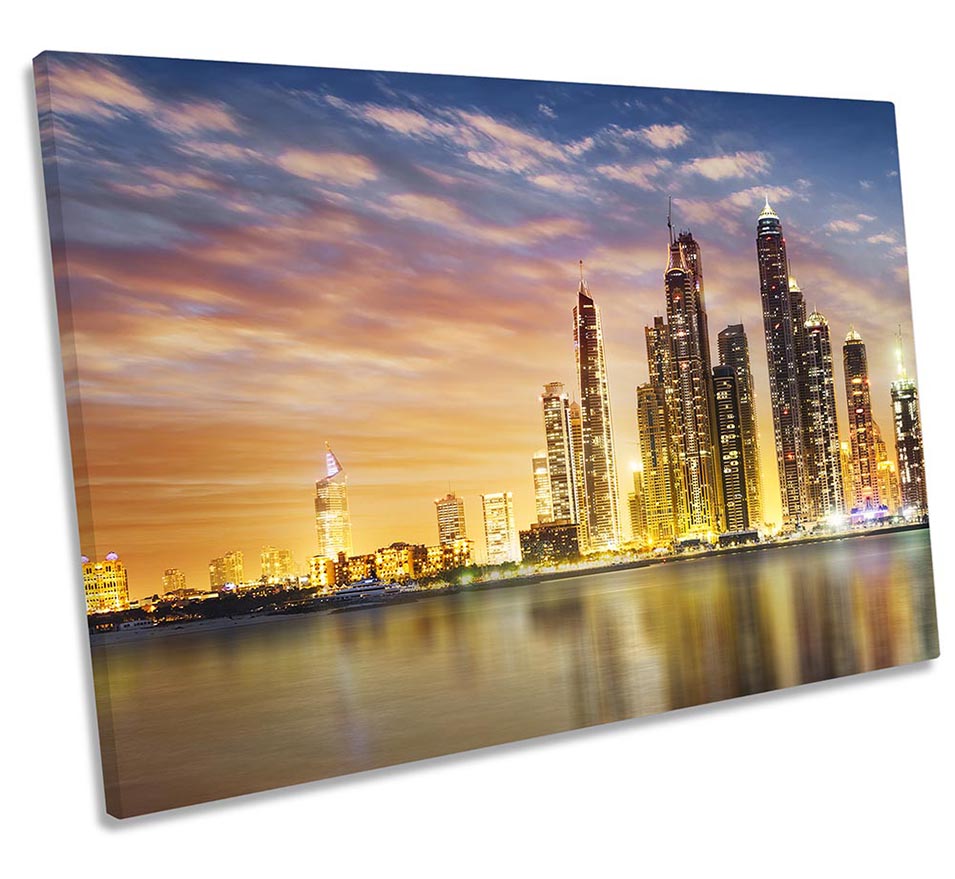 Dubai Marina City Skyline Orange