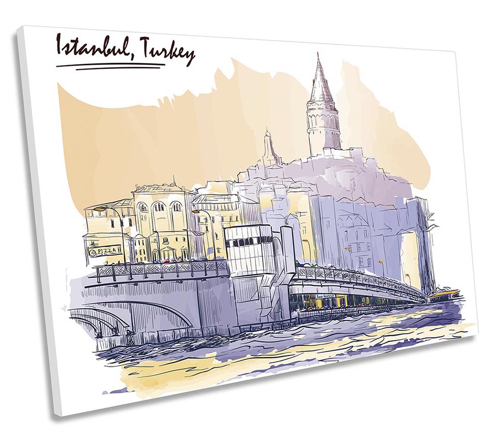 Istanbul Turkey City Sketch Beige