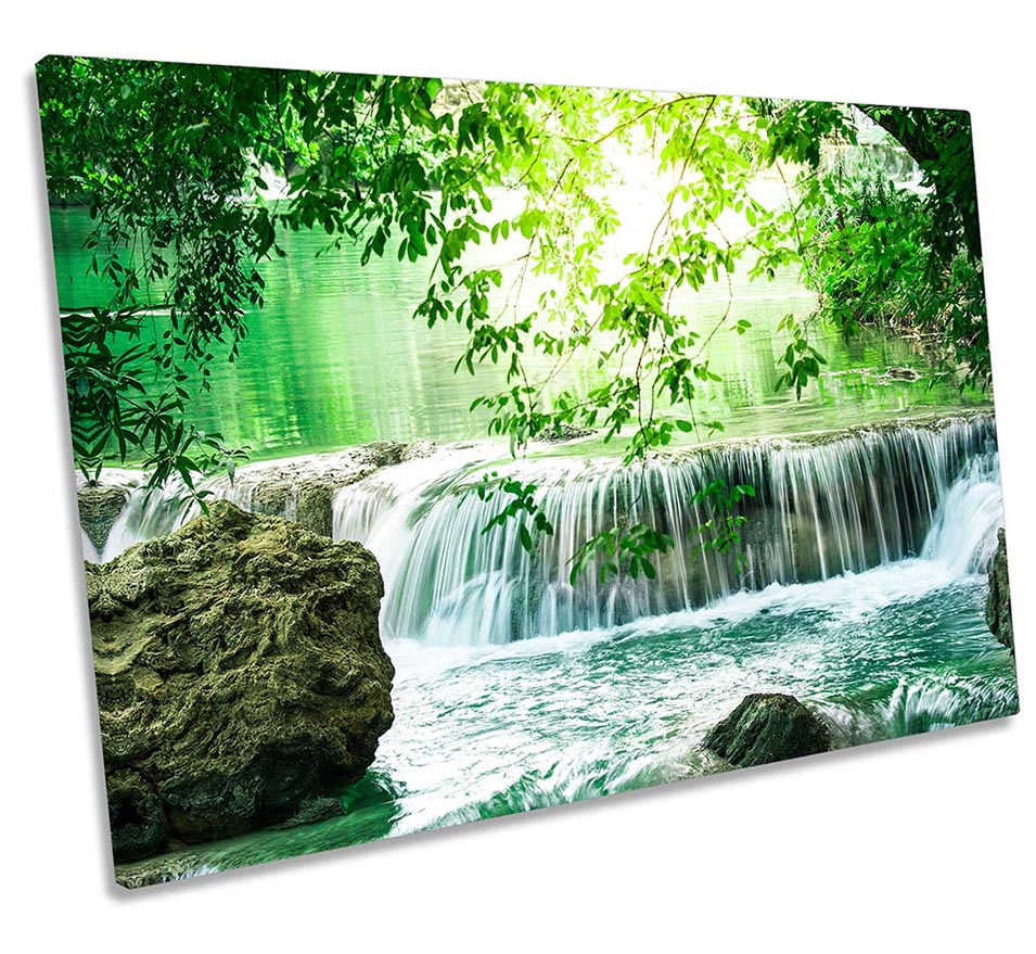 Waterfall River Landscape Green