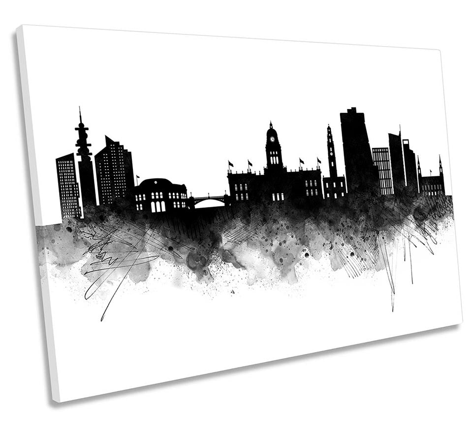 Leeds Abstract City Skyline Black