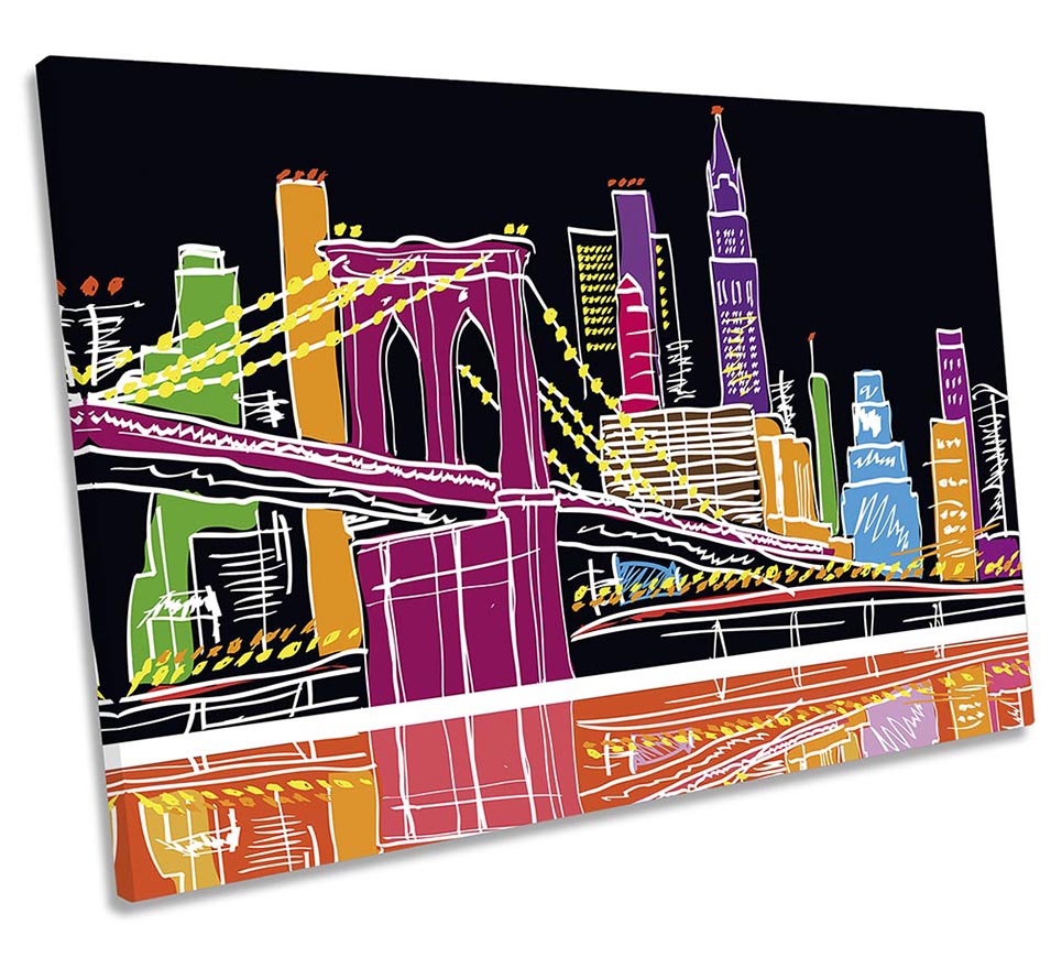 New York City Modern Illustration Multi-Coloured