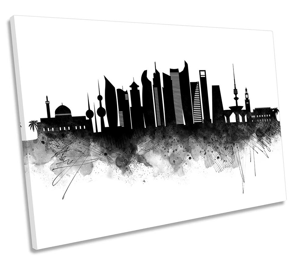 Kuwait City Abstract Skyline Black