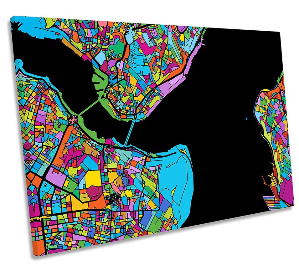 Istanbul City Modern Map Multi-Coloured