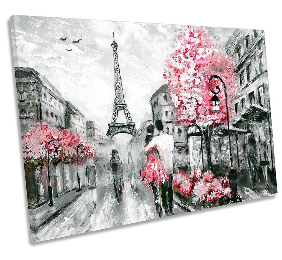 Eiffel Tower Street Floral Pink