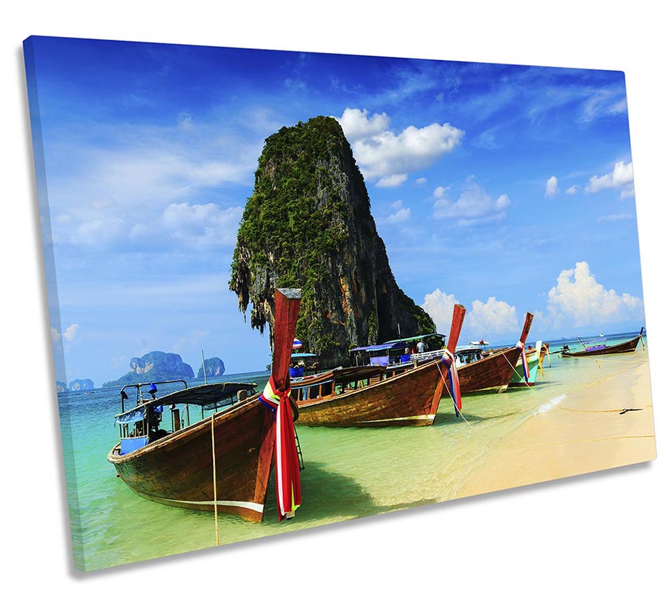 Long Boats Beach Thailand Blue