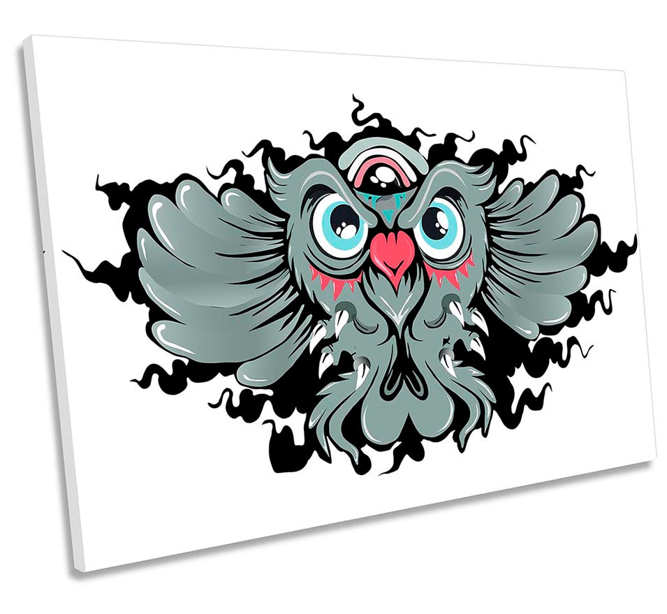 Cartoon Owl Bird Grey