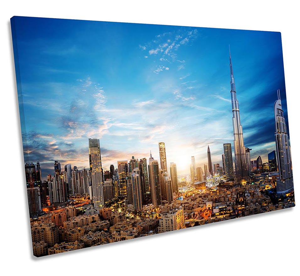 Dubai Sunset City Skyline Blue
