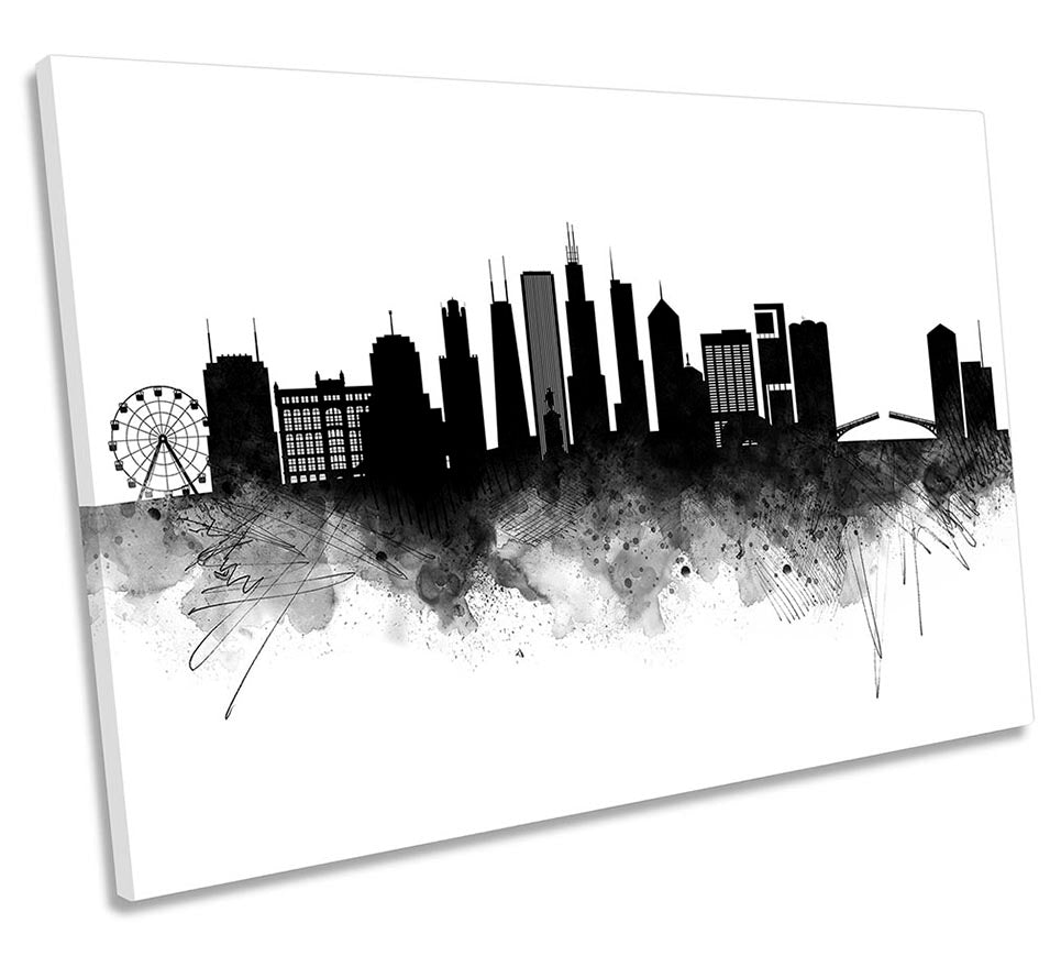 Chicago Abstract City Skyline Black