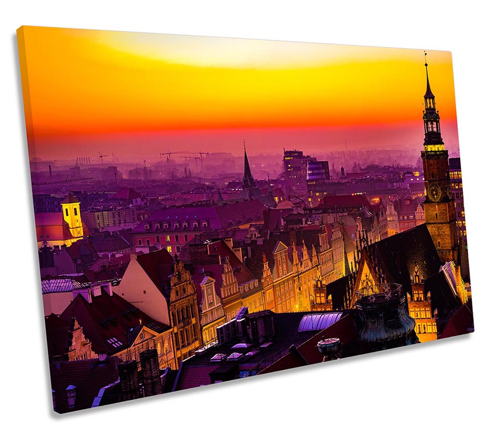 Wroclaw Poland City Skyline Orange