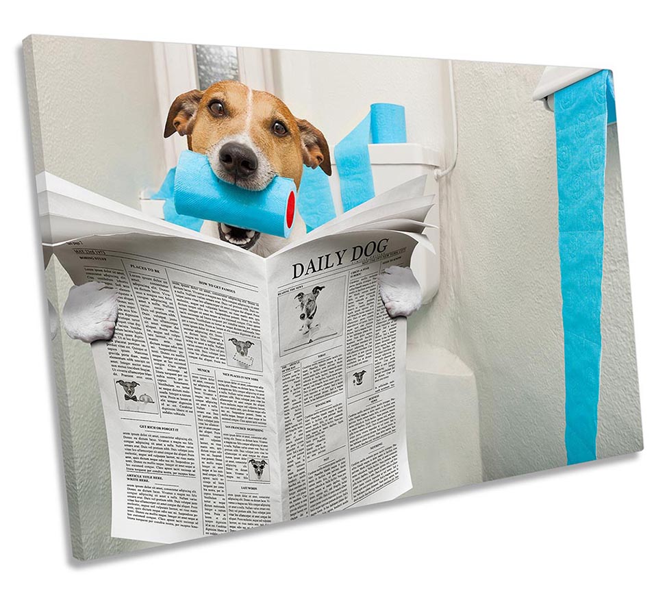 Jack Russell Dog Newspaper Blue