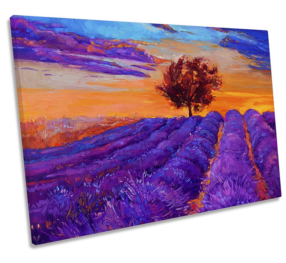 Lavander Field Tree Landscape Purple