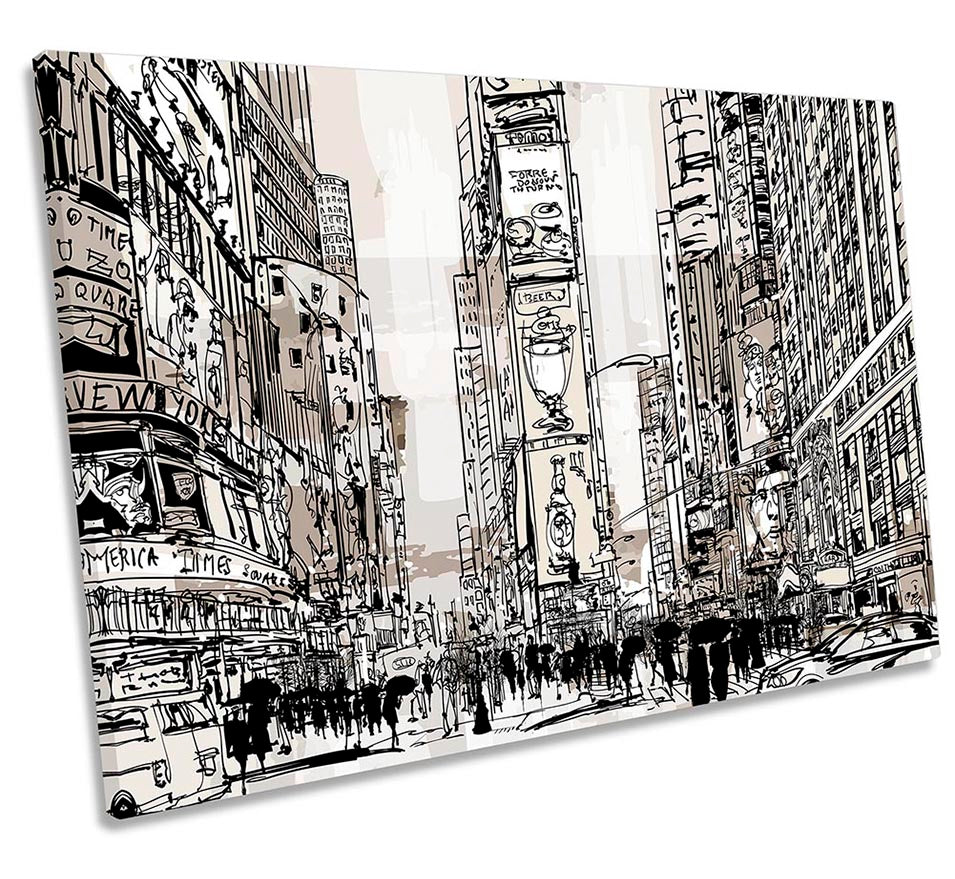 New York Times Square Sketch Grey