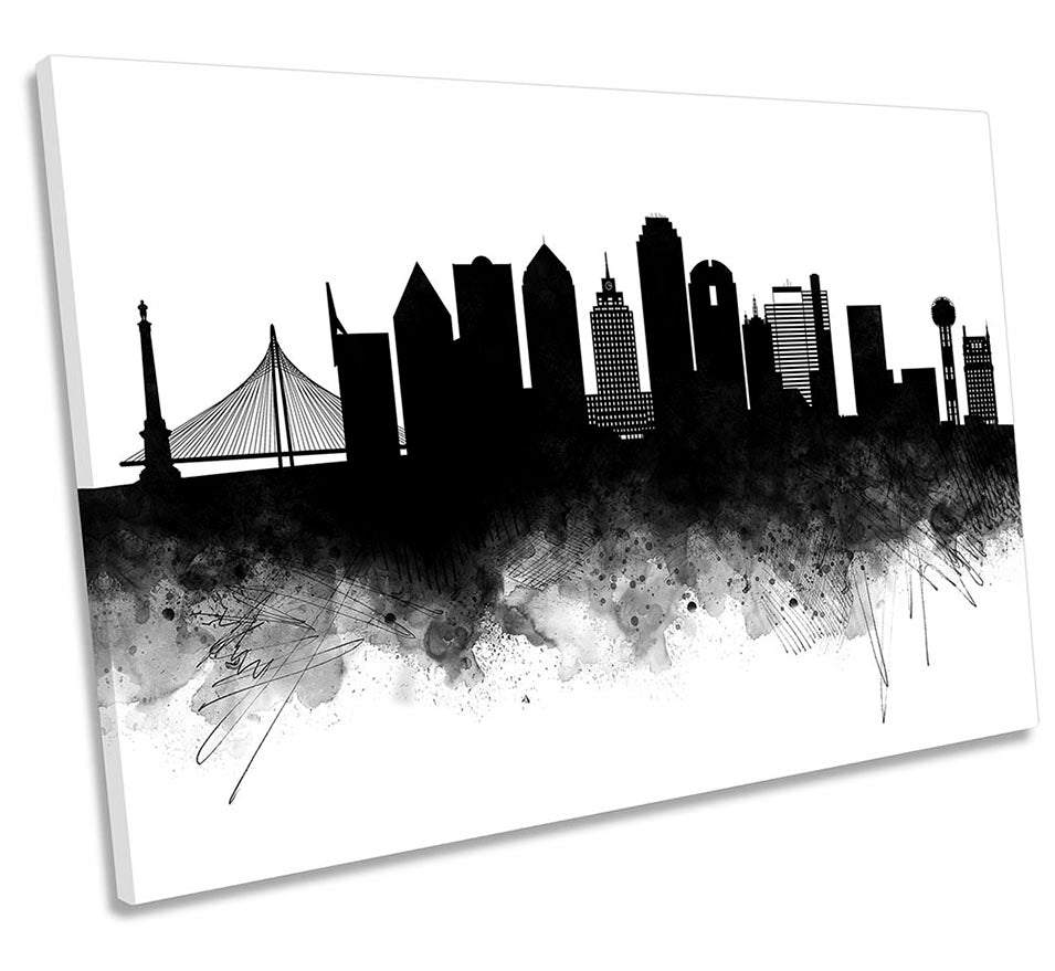 Dallas Abstract City Skyline Black