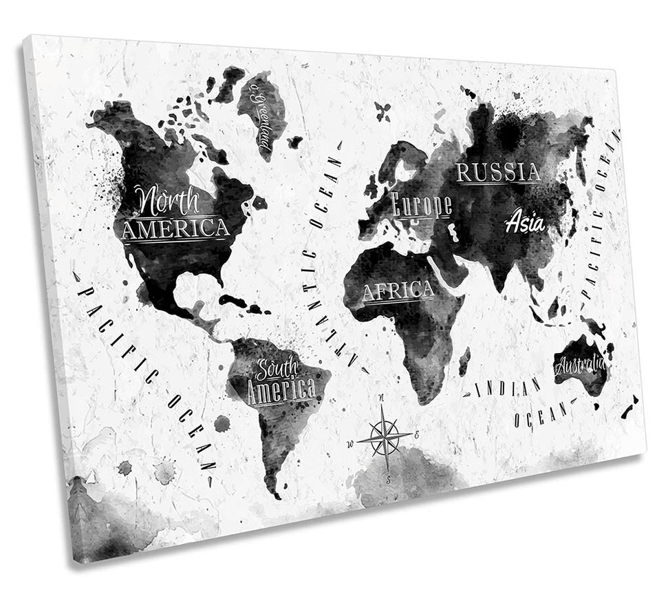 Grunge Map of the World White