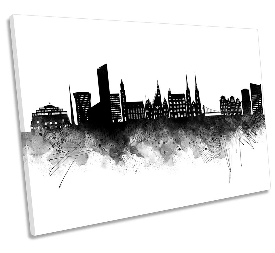 Wroclaw Abstract City Skyline Black