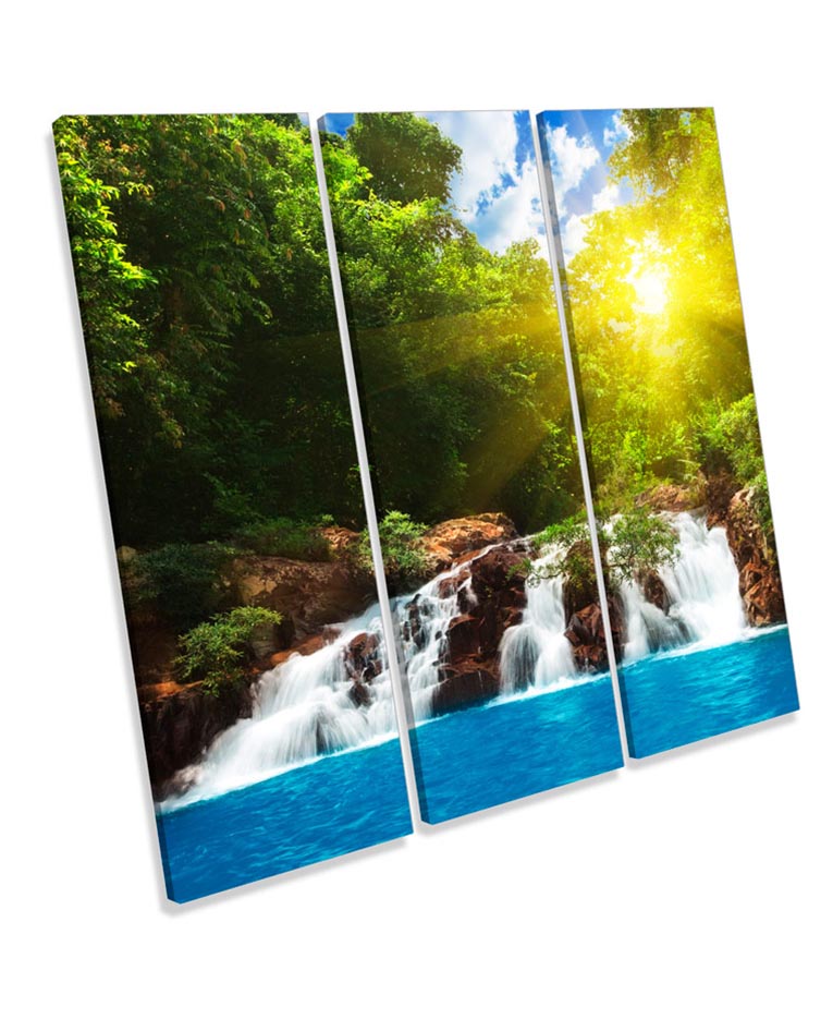 Tropical Forest Waterfall Sunset