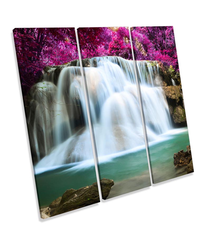 Forest Waterfall Floral Landscape