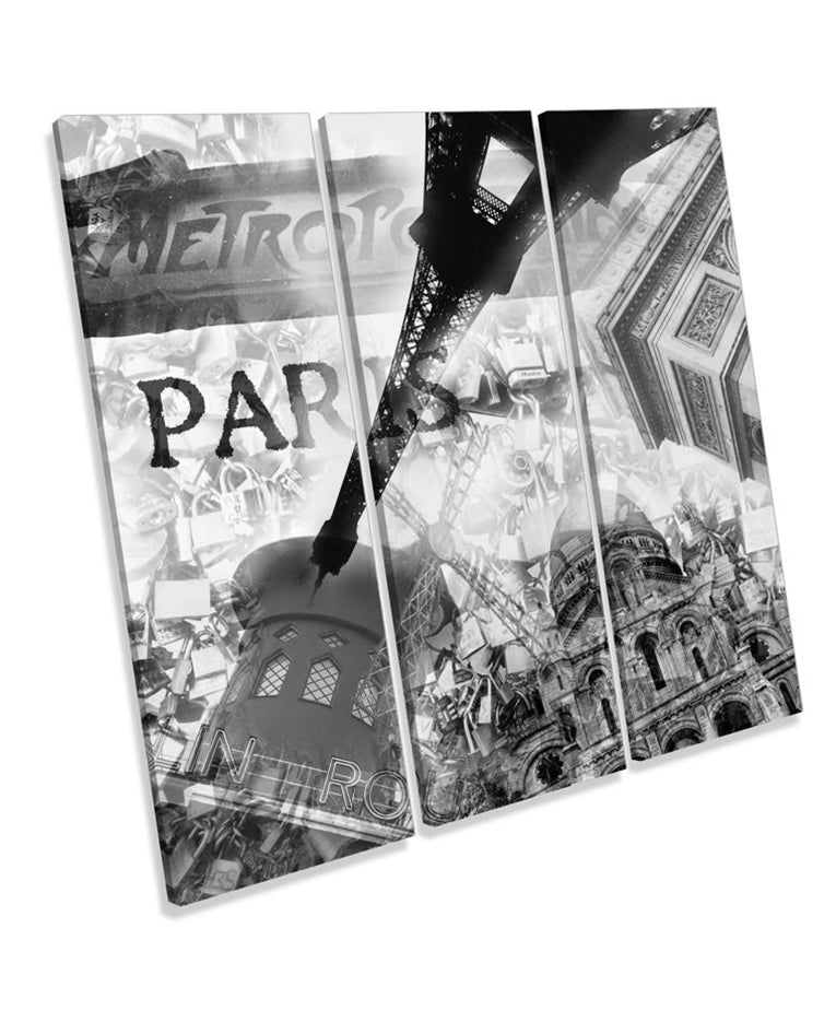 Paris France Collage B&W
