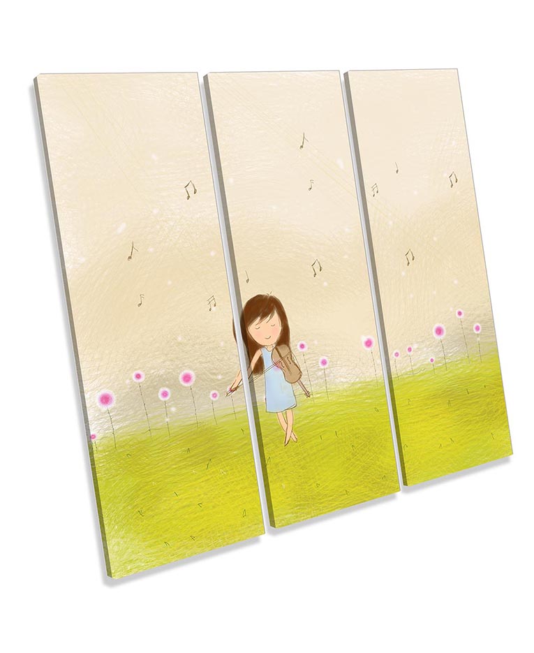 Girl Violin Music Notes Meadow