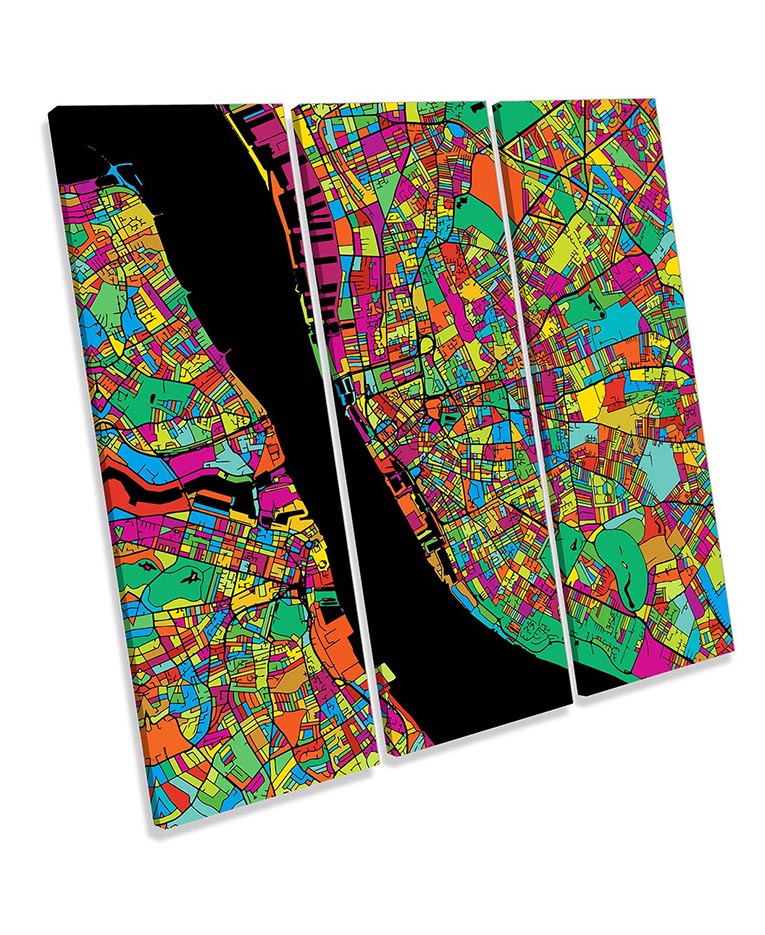 Liverpool City Modern Map Multi-Coloured