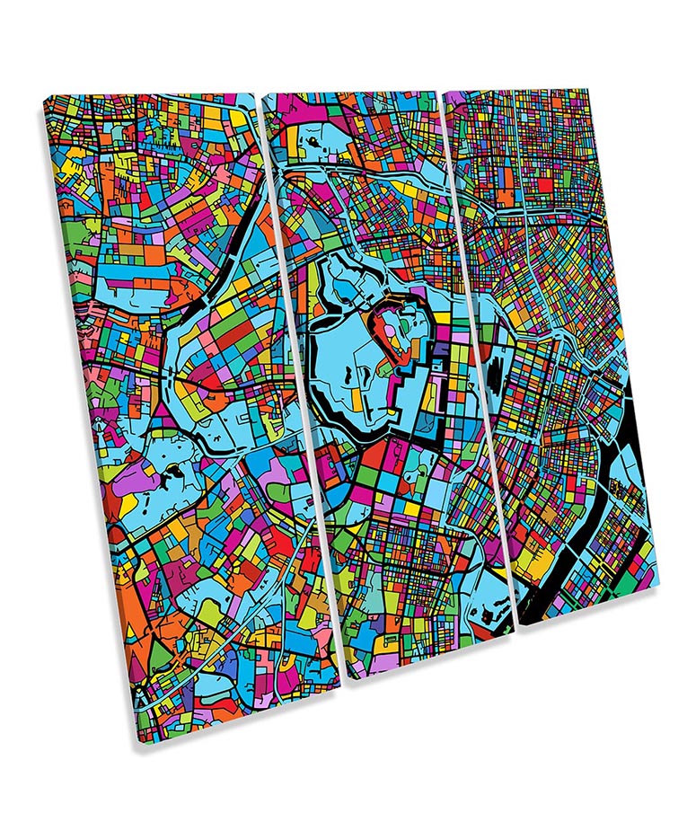 Tokoyo City Modern Map Multi-Coloured