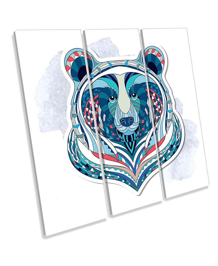 Bear Face Geometric Blue