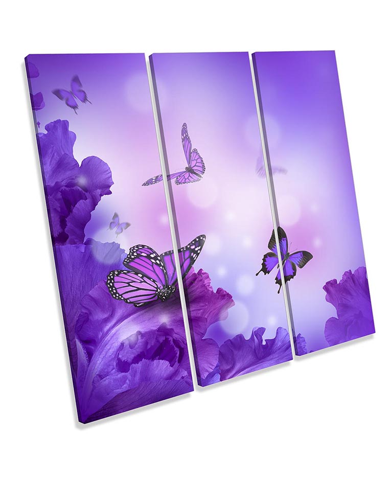 Butterflies Floral Flowers Purple