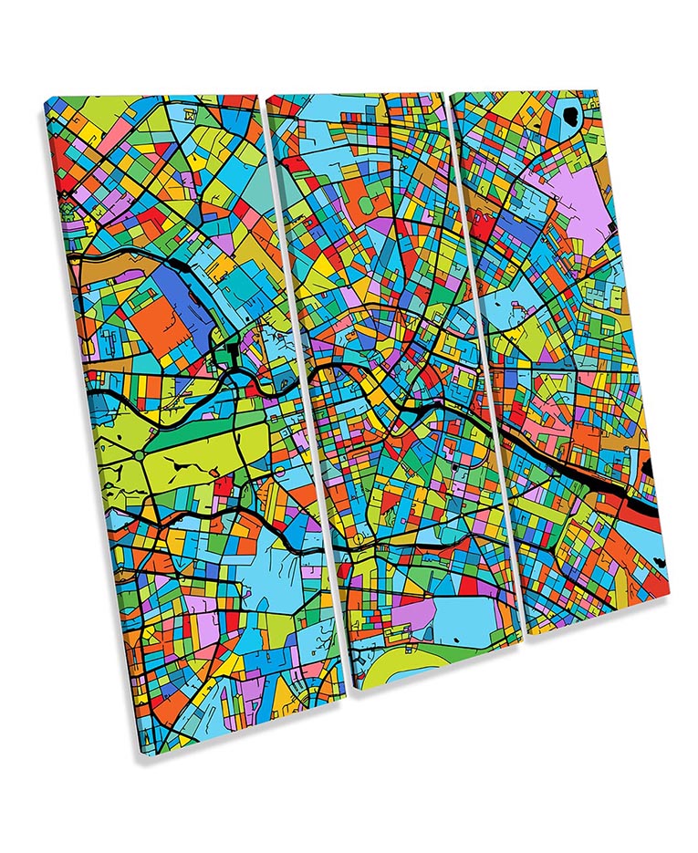 Berlin City Modern Map Multi-Coloured