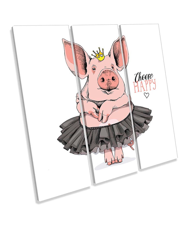 Choose Happy Funny Pig Dress Pink