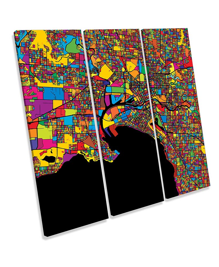 Melbourne City Modern Map Multi-Coloured