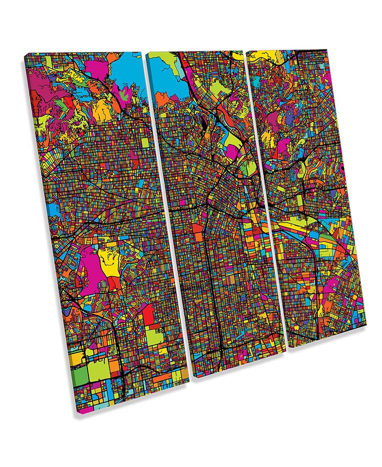 Los Angeles Modern Map Multi-Coloured