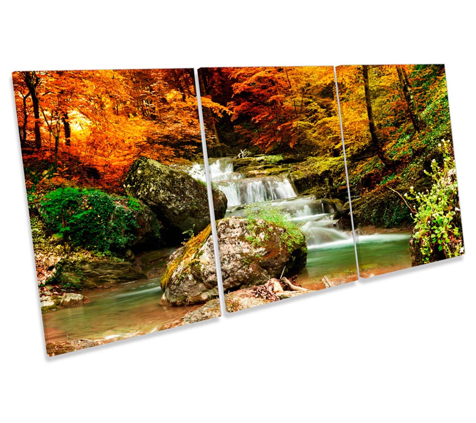 Autumn Forest Landscape River Waterfall