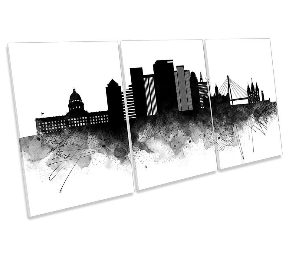 Salt Lake City Abstract Skyline Black