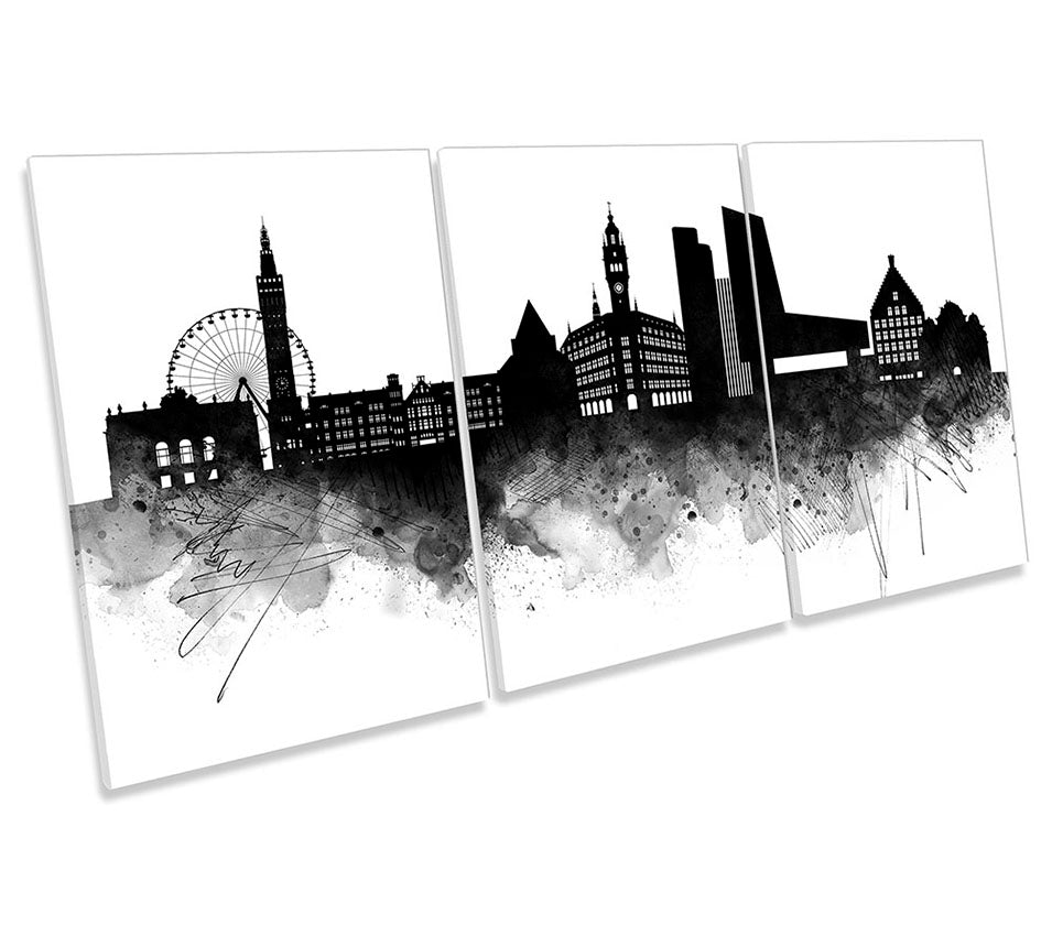 Lille Abstract City Skyline Black