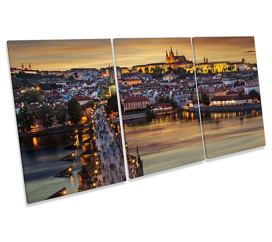 Prague City Skyline Sunset Multi-Coloured