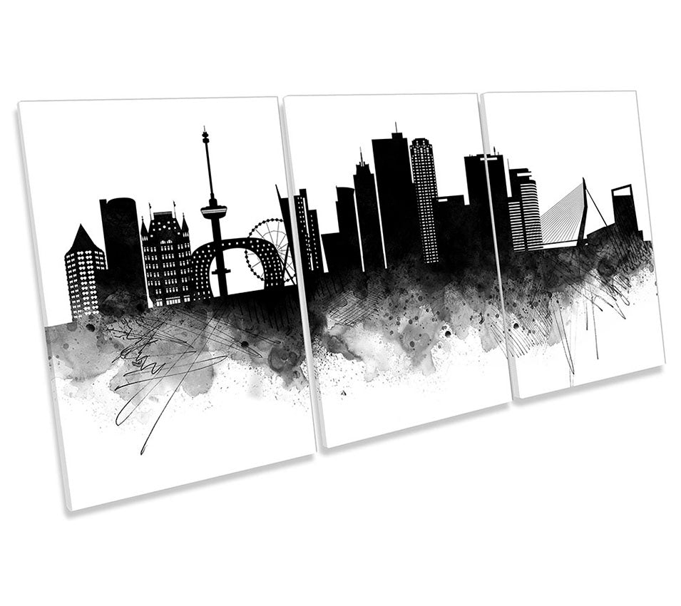 Rotterdam Abstract City Skyline Black