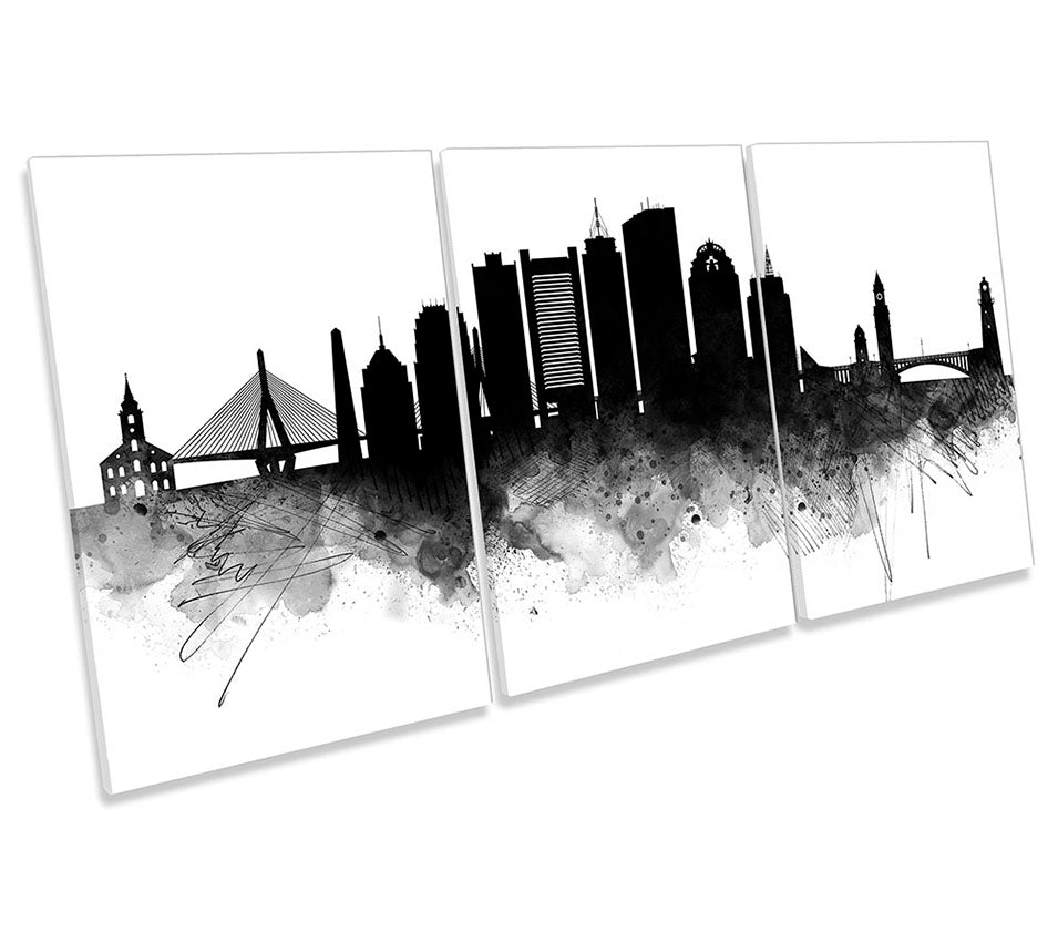 Boston Abstract City Skyline Black